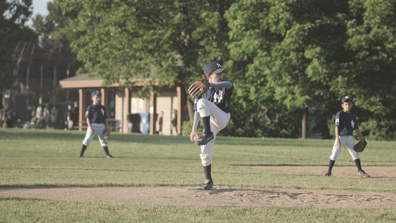 A baseball field on a sunny day