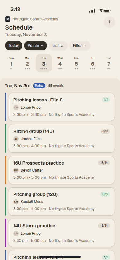 The same day in the Baseline mobile app